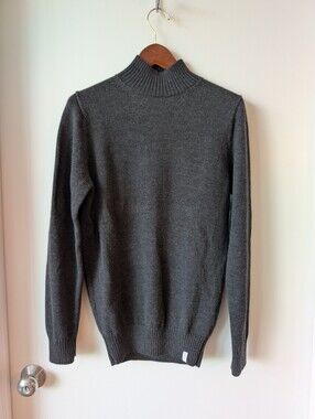Ecologyst 100% Merino Wool Mock Neck Sweater Heathered Grey Medium